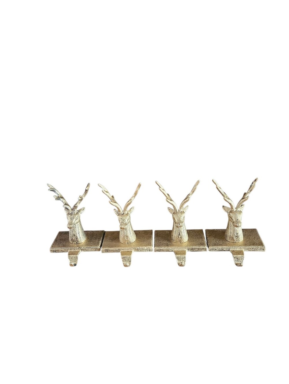 Vintage Deer Stocking Holders Goldtone Set Of 4 Decor Mcm